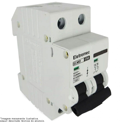 Disjuntor Mini Din Bipolar 25A Curva C 3Ka 400/440V ELMD-2C25 - Eletromec