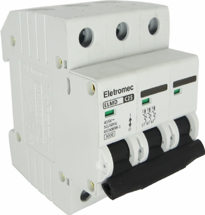 Disjuntor Mini Din Tripolar 25A Curva C 3Ka 400/440V ELMD-3C25 - Eletromec