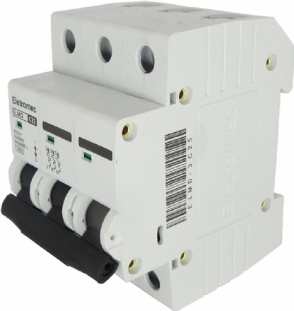 Disjuntor Mini Din Tripolar 25A Curva C 3Ka 400/440V ELMD-3C25 - Eletromec
