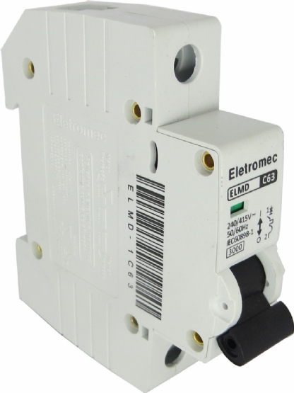 Disjuntor Mini Din Unipolar 63A Curva C 3Ka 230/400V ELMD-1C63 - Eletromec