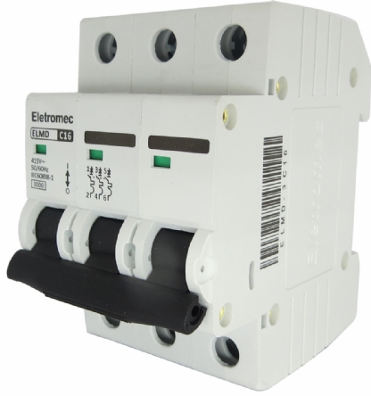 Disjuntor Mini Din Tripolar 16A Curva C 3Ka 400/440V ELMD-3C16 - Eletromec