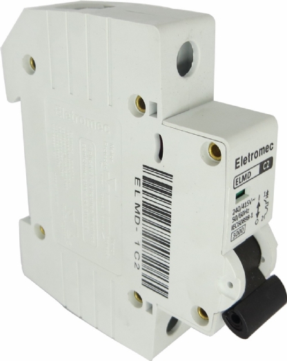 Disjuntor Mini Din Unipolar 2A Curva C 3Ka 230/400V ELMD-1C2 - Eletromec