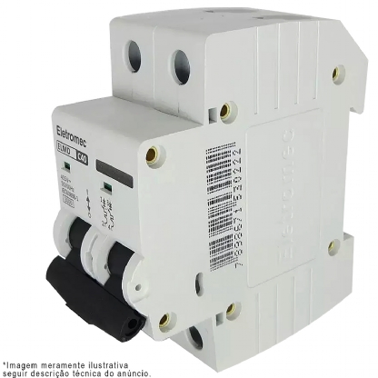 Disjuntor Mini Din Bipolar 2A Curva C 3Ka 400/440V ELMD-2C2 - Eletromec