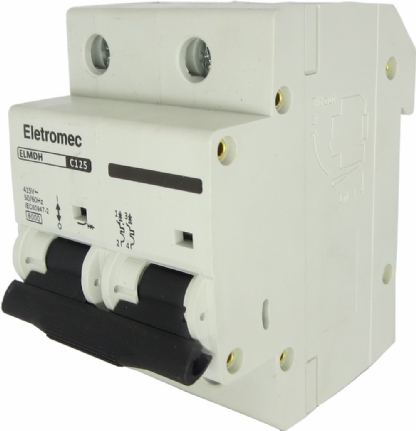 Disjuntor Mini Din Bipolar 125A Curva C 6Ka 400/440V ELMDH-2C125 - Eletromec