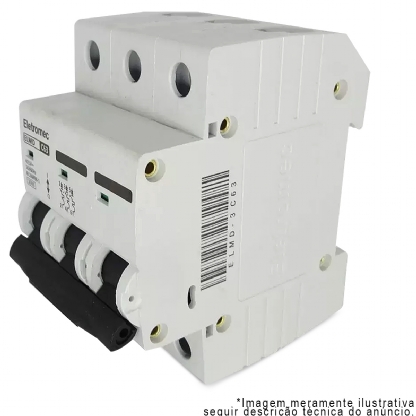 Disjuntor Mini Din Tripolar 63A Curva C 3Ka 400/440V ELMD-3C63 - Eletromec