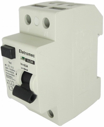 Interruptor Diferencial Residual Dr 30Ma 63A 400V 2P ELDR-263-30 - Eletromec