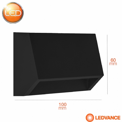 Luminária Arandela Led Retangular Preto 1,5W Bivolt 3000K Luz Amarela - Osram/Ledvance