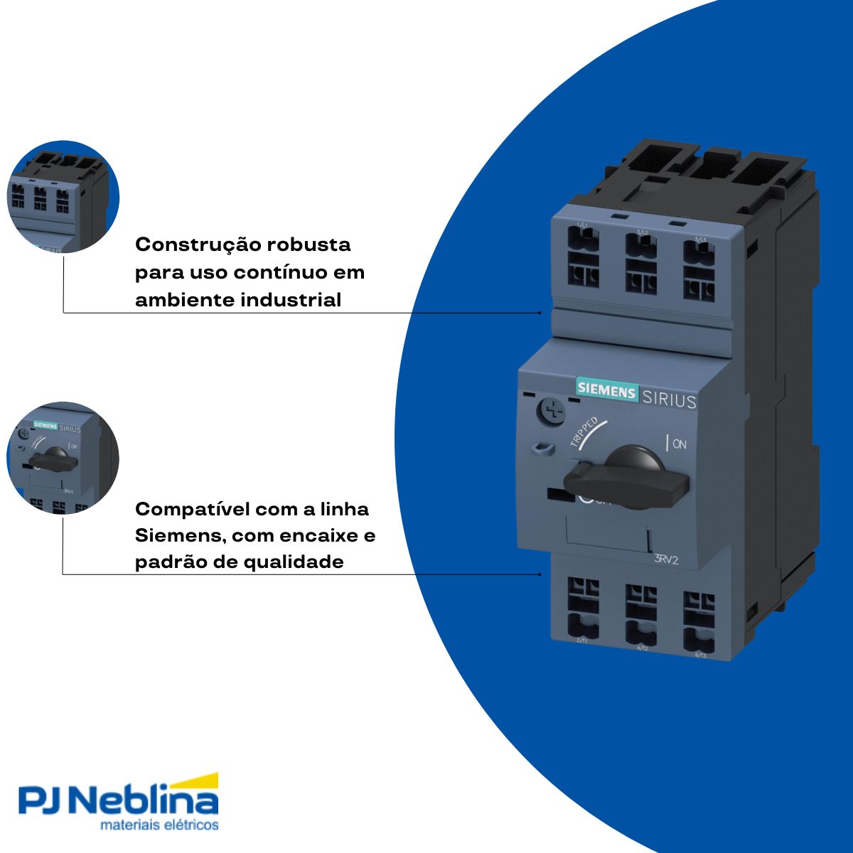 Disjuntor Motor Tripolar 12A 9-12A 5,5Kw 380V 100Ka 400V 50/60Hz - Siemens