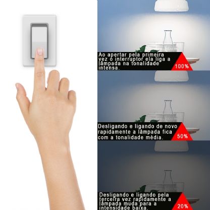 Lâmpada Led Inteligente Smart Bivolt 3 Tons Dimmer E27 9W 2700K Luz Amarela - Ourolux