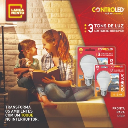 Lâmpada Led Inteligente Smart Bivolt 3 Tons Dimmer E27 9W 2700K Luz Amarela - Ourolux