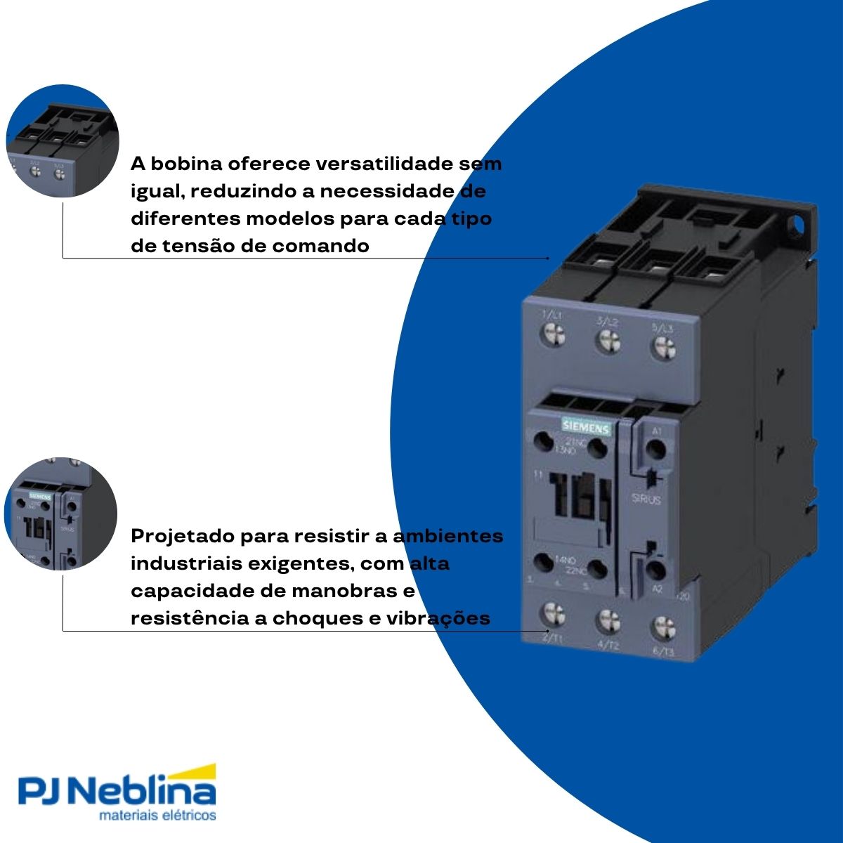 Contator Potência Tripolar 40A 20-33Vca/Cc 1Na+1Nf 50/60Hz - Siemens