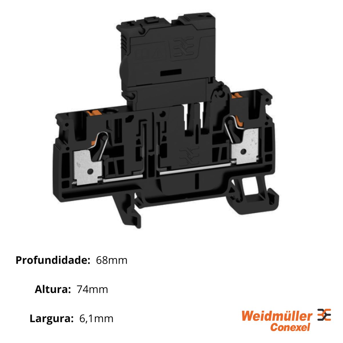Conector Borne Passagem Porta Fusível 2 Conexões 4,00mm 250V Preto - Conexel