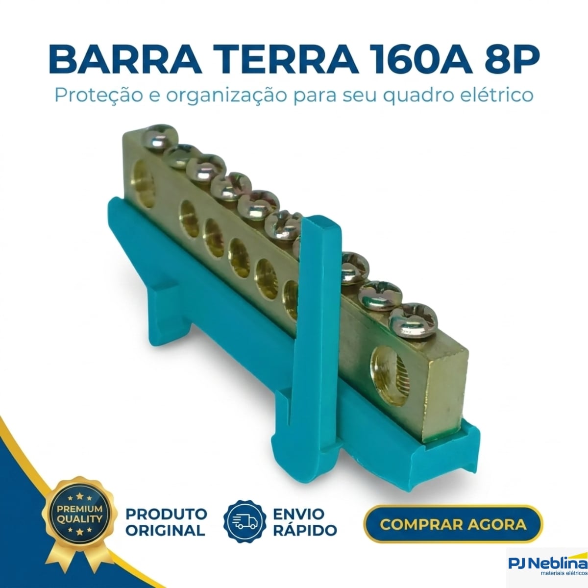 Barra Terra Com Suporte Verde 160A 8P BRT01 - Brum