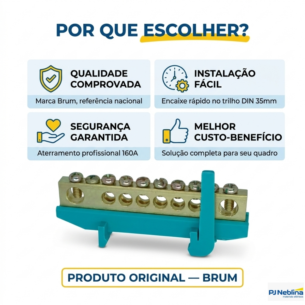 Barra Terra Com Suporte Verde 160A 8P BRT01 - Brum