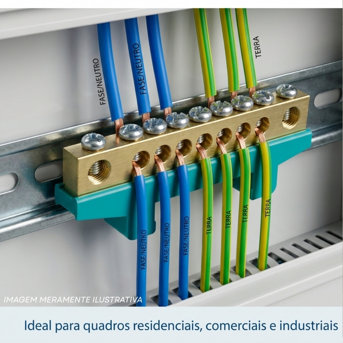Barra Terra Com Suporte Verde 160A 8P BRT01 - Brum