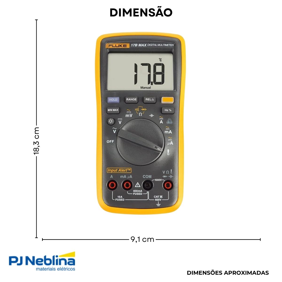 Multímetro Digital 17B+ 1000V Cat Iii 600V - Fluke