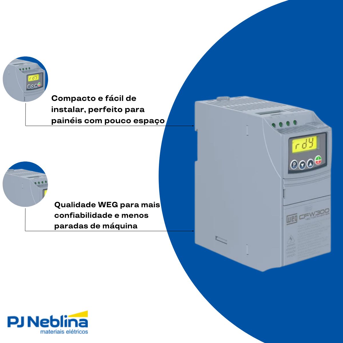 Inversor Frequência Trifásico 380-480V 50/60Hz 2,6A 1,1Kw - Weg