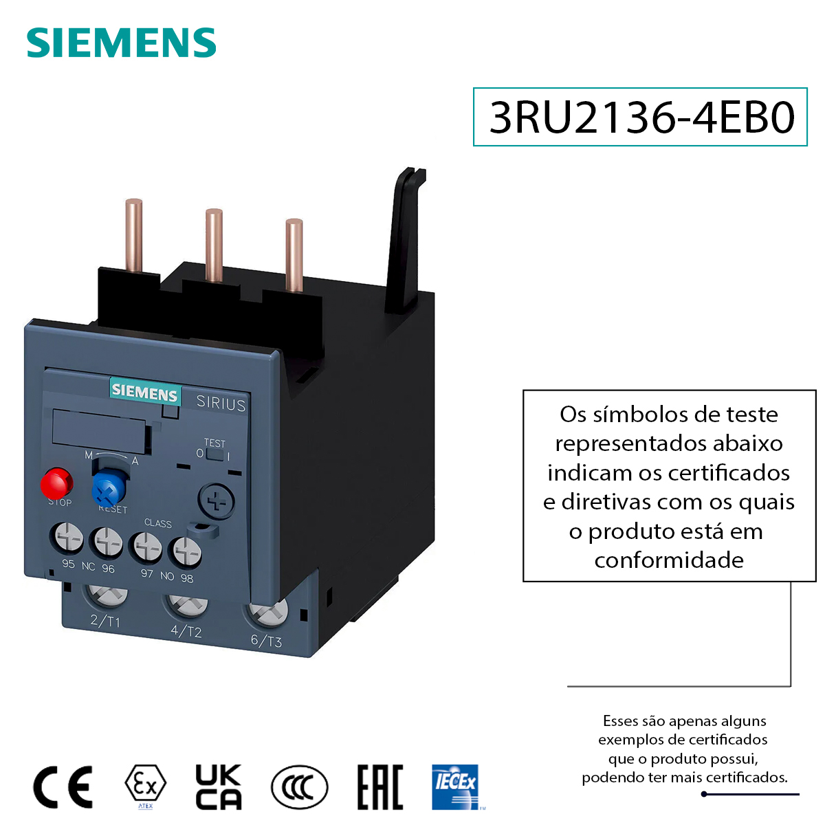 Relé De Sobrecarga Térmico 22-32A Classe 10 3RU21364EB0 Siemens