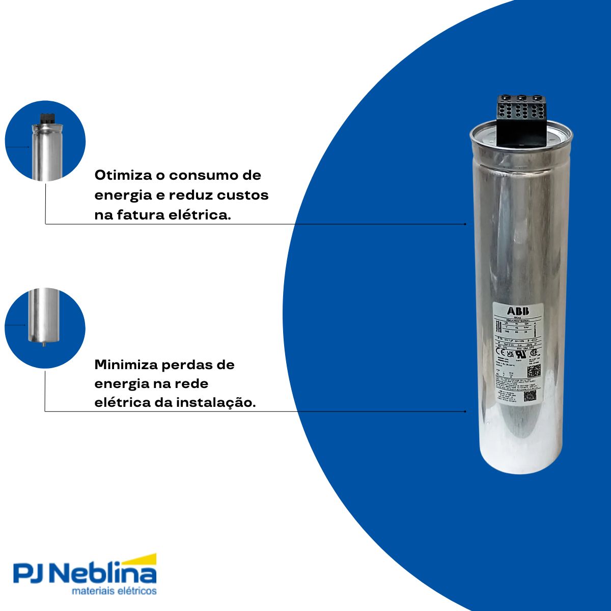 Capacitor Cilíndrico A Seco 20Kvar 380V Trifásico 60Hz - Abb
