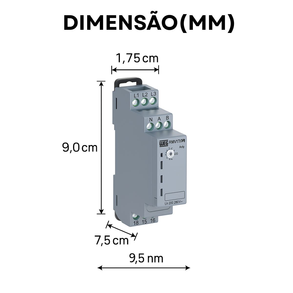 Rele Monitor Rede Alimentação Trifásica 380-480V 1Rev (Spdt) Trilho Din - Weg