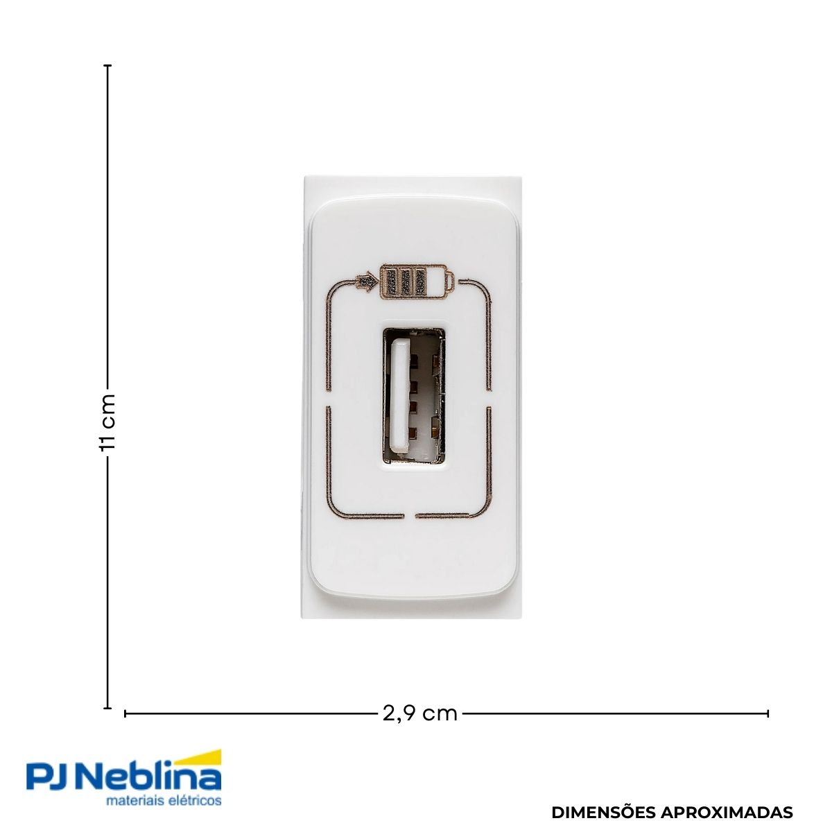 Modulo Tomada Carregador 1 Entrada Usb (tipo A) 1 Mod 1,1a B