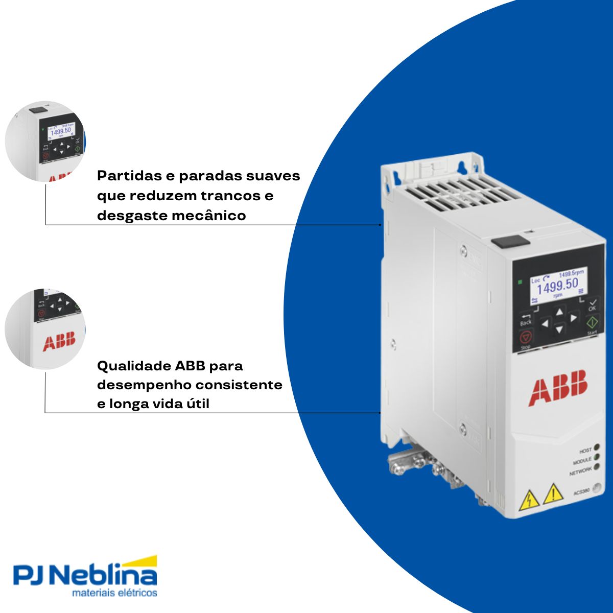Inversor Frequência Trifásico 380-480V 50/60Hz 5,6A 2,2Kw - Abb