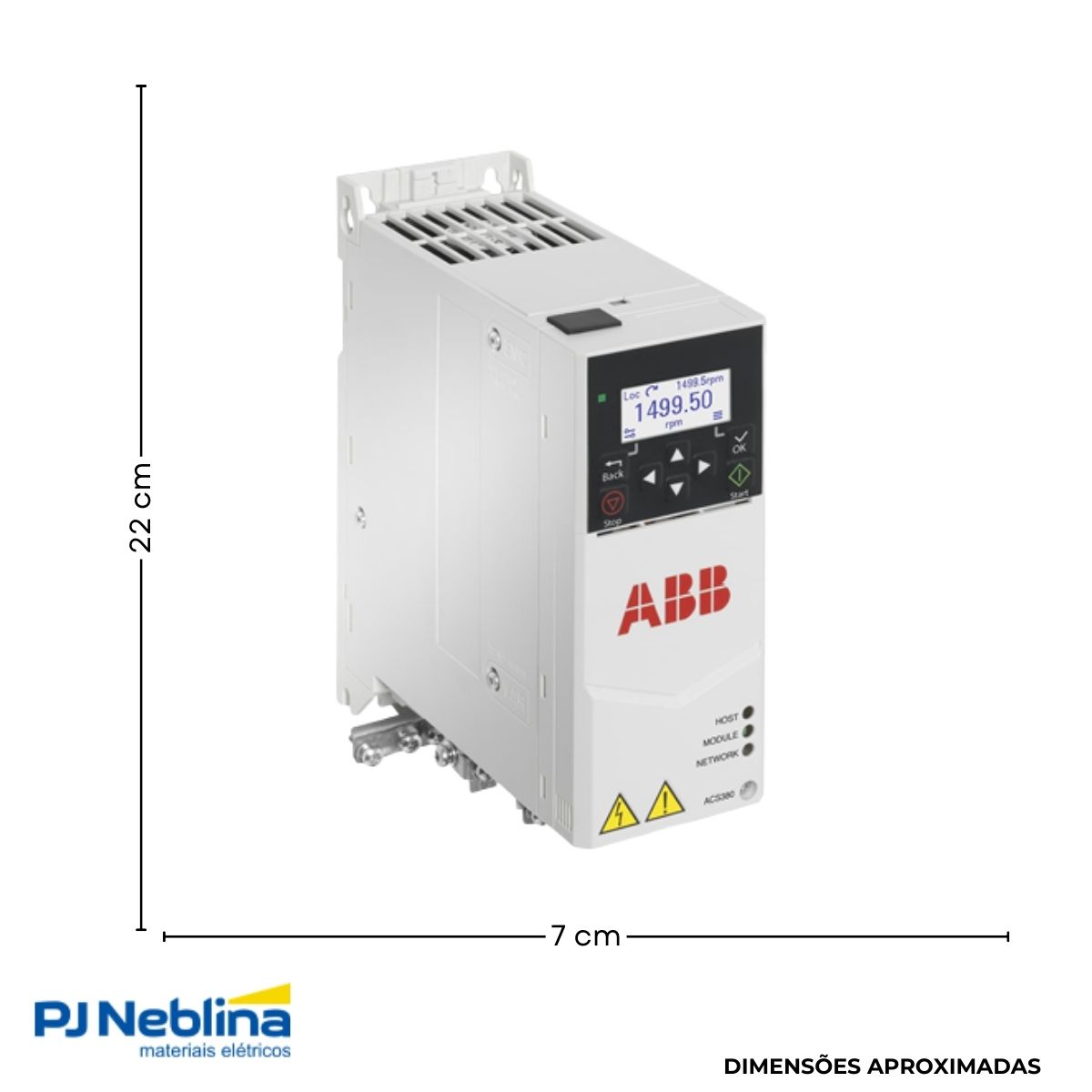 Inversor Frequência Trifásico 380-480V 50/60Hz 5,6A 2,2Kw - Abb