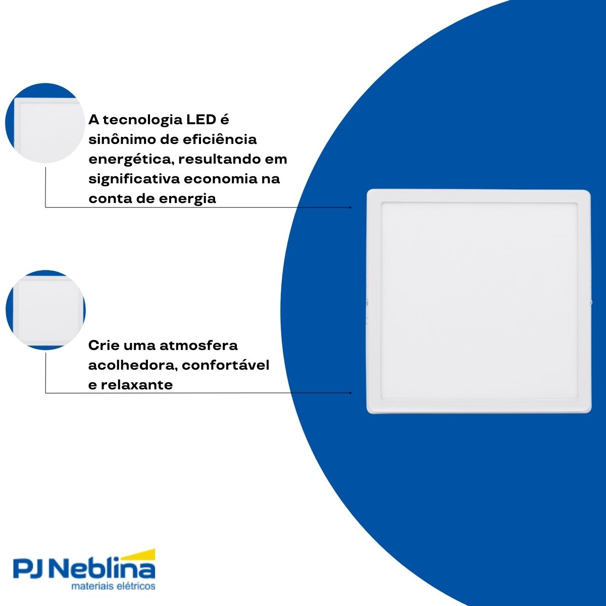 Luminária Painel Led Sobrepor Quadrado Bc 24W Bivolt 3000K Branco Quente 1850Lm Dif Acrílico - Bronzearte