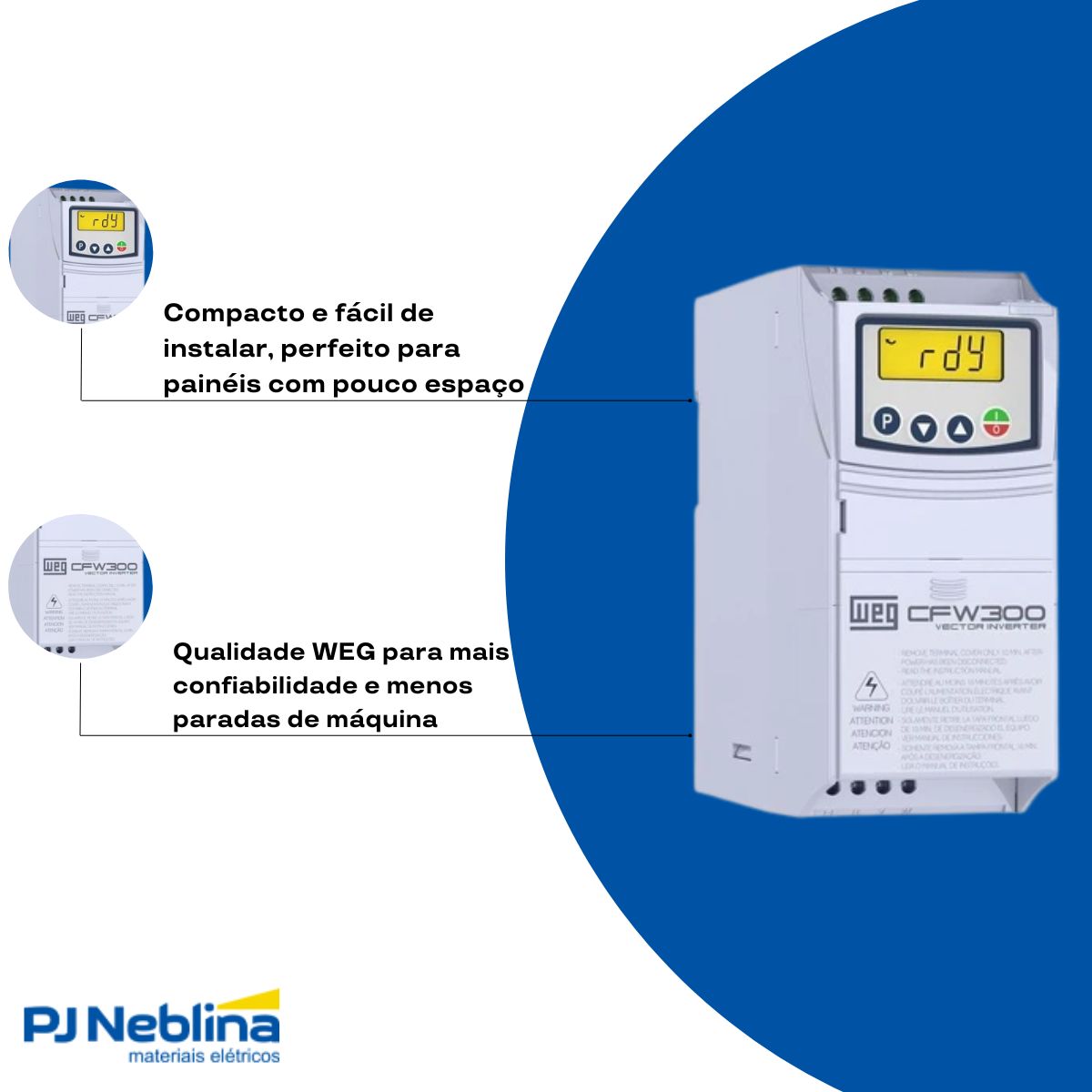 Inversor Frequência Trifásico 380-480V 50/60Hz 4,8A 2,2Kw - Weg