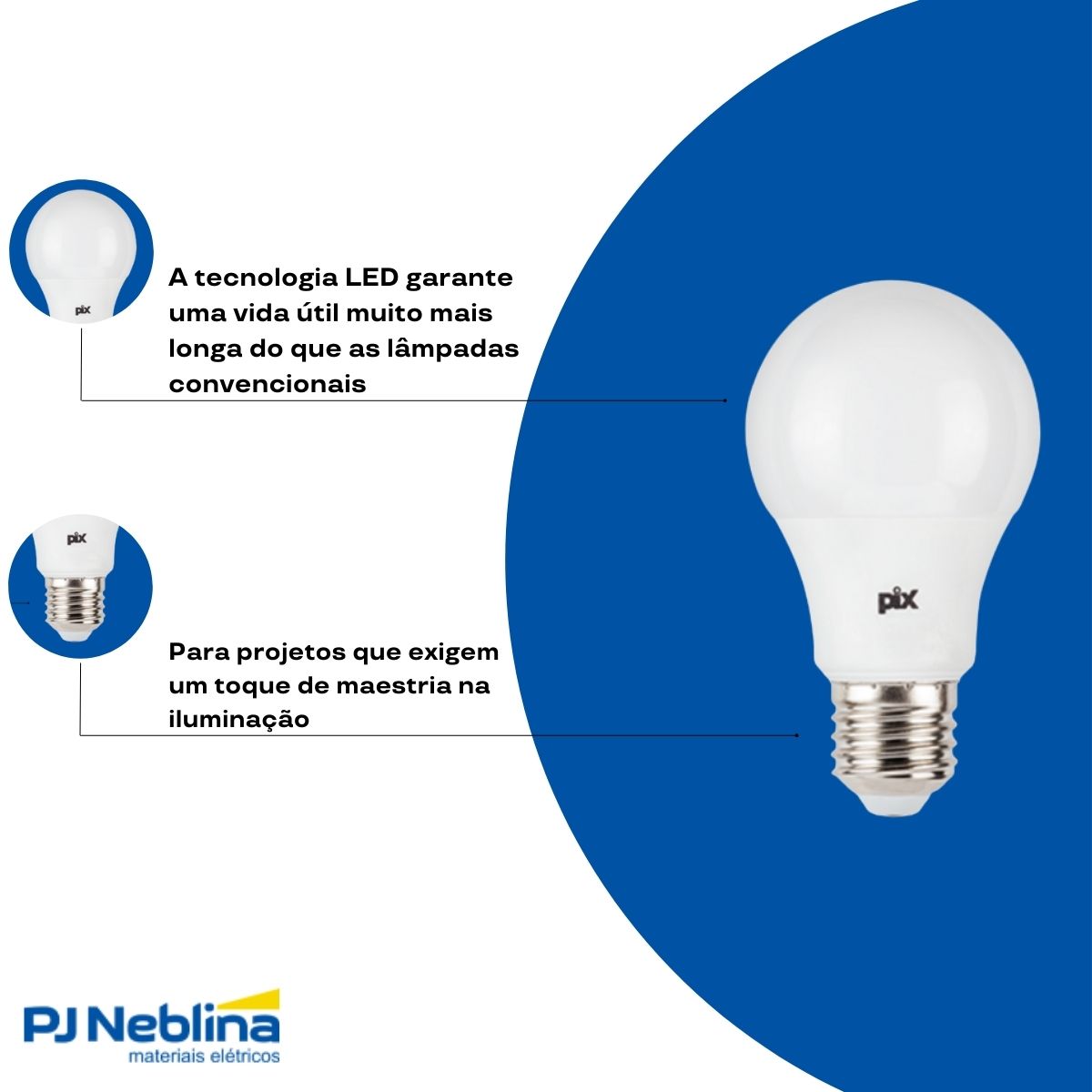 Lâmpada Led Bulbo A60 9W Bivolt E27 4000K Branco Neutro Luz Branca 810Lm - Luminatti