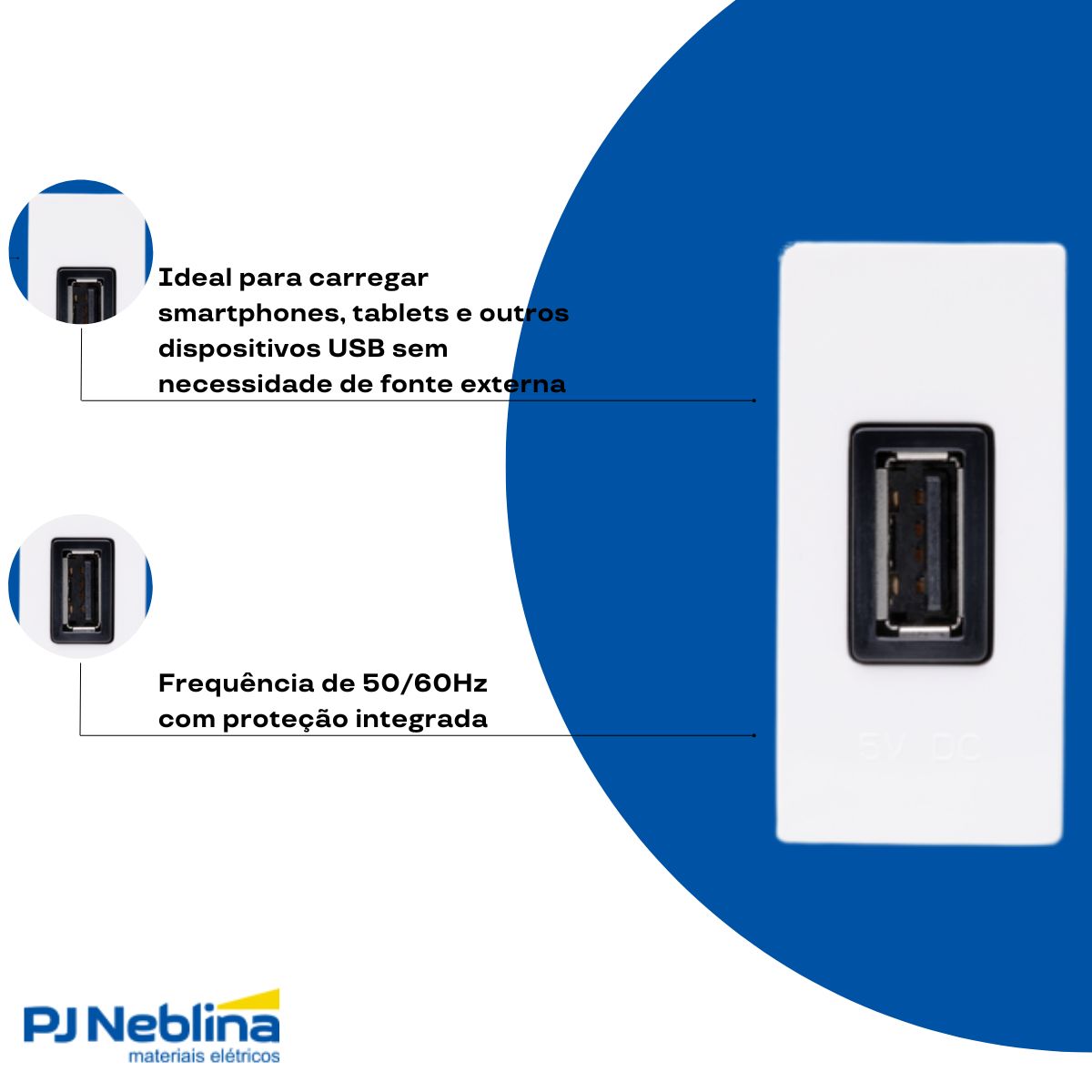 Modulo Tomada Carregador 1 Entrada Usb (Tipo A) 1 Mod 750Ma Bivolt Bc Unno - Abb