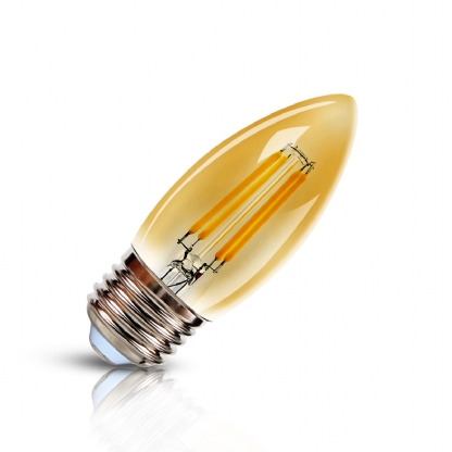 Lâmpada Led Filamento Vela 2W Bivolt E27 2400K Luz Amarela - Ourolux