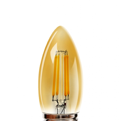 Lâmpada Led Filamento Vela 2W Bivolt E27 2400K Luz Amarela - Ourolux