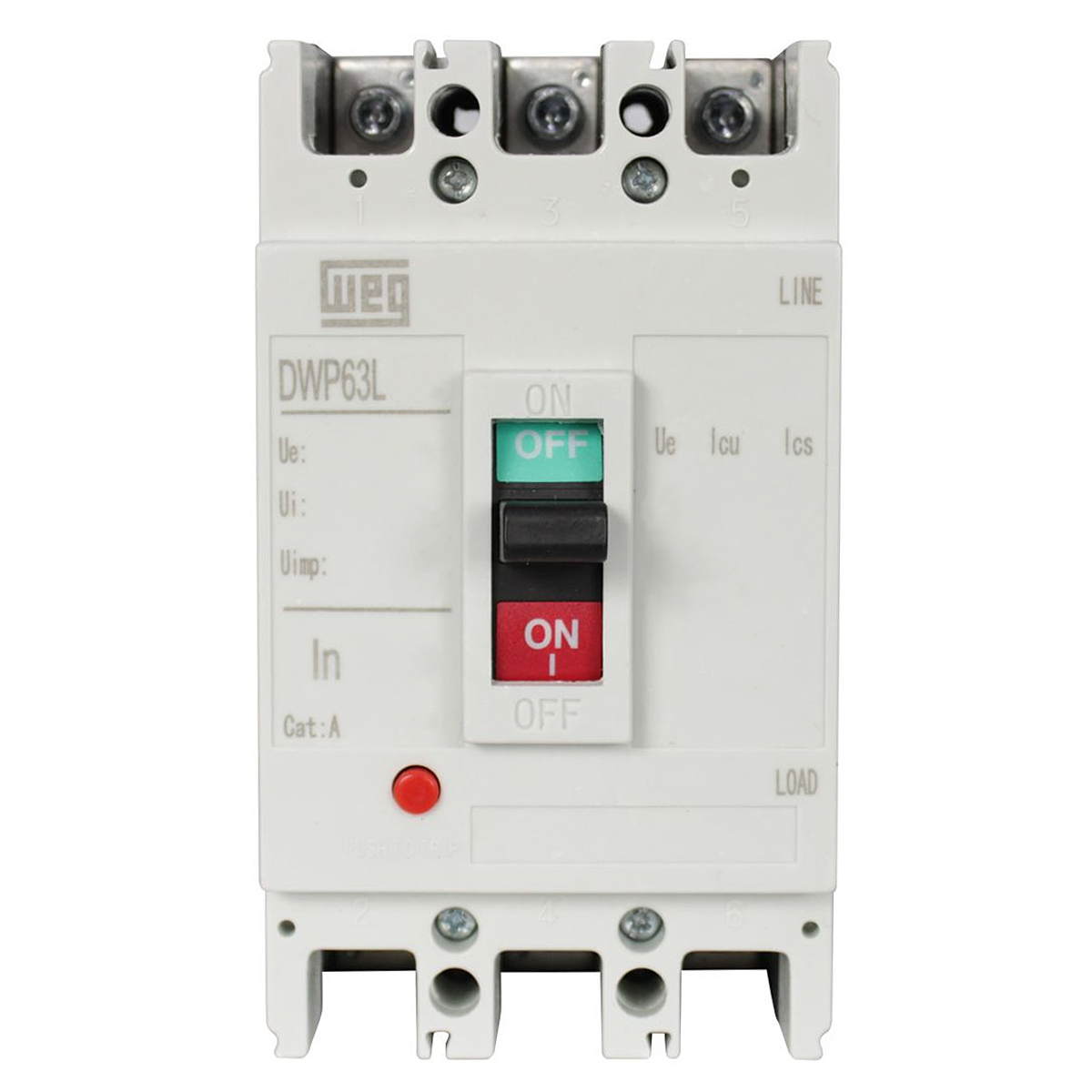 Disjuntor Caixa Moldada Tripolar 63A 15Ka 380/400V DWP63L-63-3 - WEG