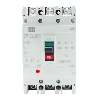 Disjuntor Caixa Moldada Tripolar 125A 20Ka 380/400V DWP125L-125-3 - WEG