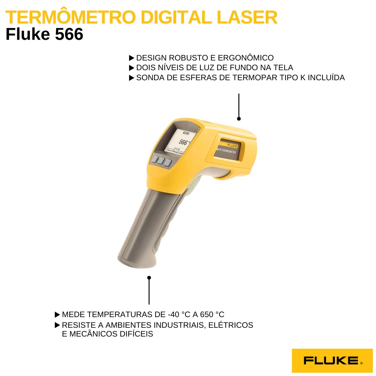 Termômetro Digital Laser 40G 650Gr Amarelo 2837799 - Fluke