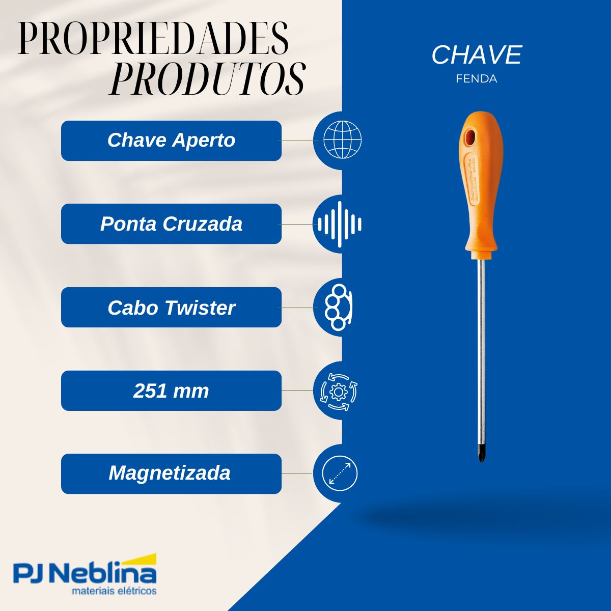 Chave Fenda Ponta Cruzada (Philips) Ph1 3/16X6Pol (5X150Mm) Cabo Twister Lr Magnetizada - Tramontina
