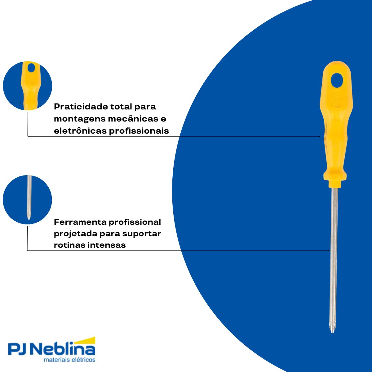 Chave Fenda Ponta Cruzada (Philips) Ph2 1/4X5Pol (6X125Mm) Cabo Injetado Amarelo - Tramontina
