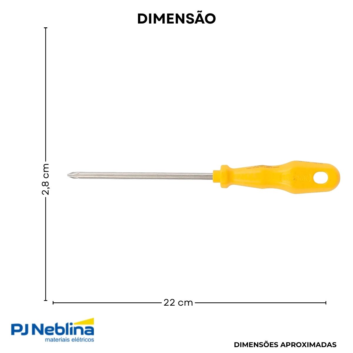 Chave Fenda Ponta Cruzada (Philips) Ph2 1/4X5Pol (6X125Mm) Cabo Injetado Amarelo - Tramontina