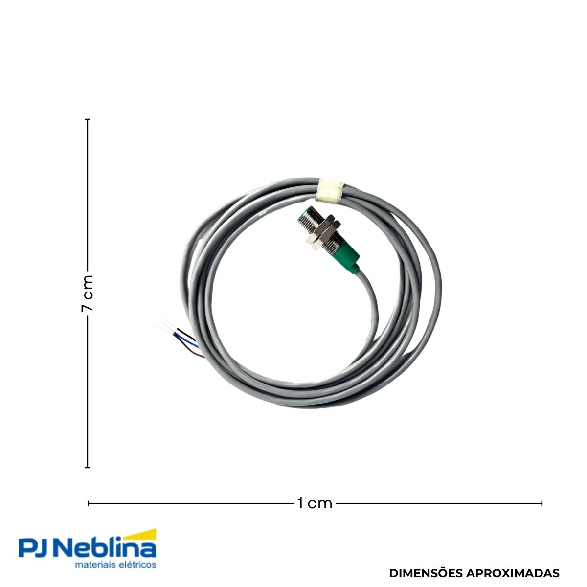 Sensor Indutivo Cilíndrico Roscado Sn=2Mm M12X1,00Mm Metálico 3 Fios 10-30Vcc Cabo 2M Pnp 1Na 1 Led - Weg