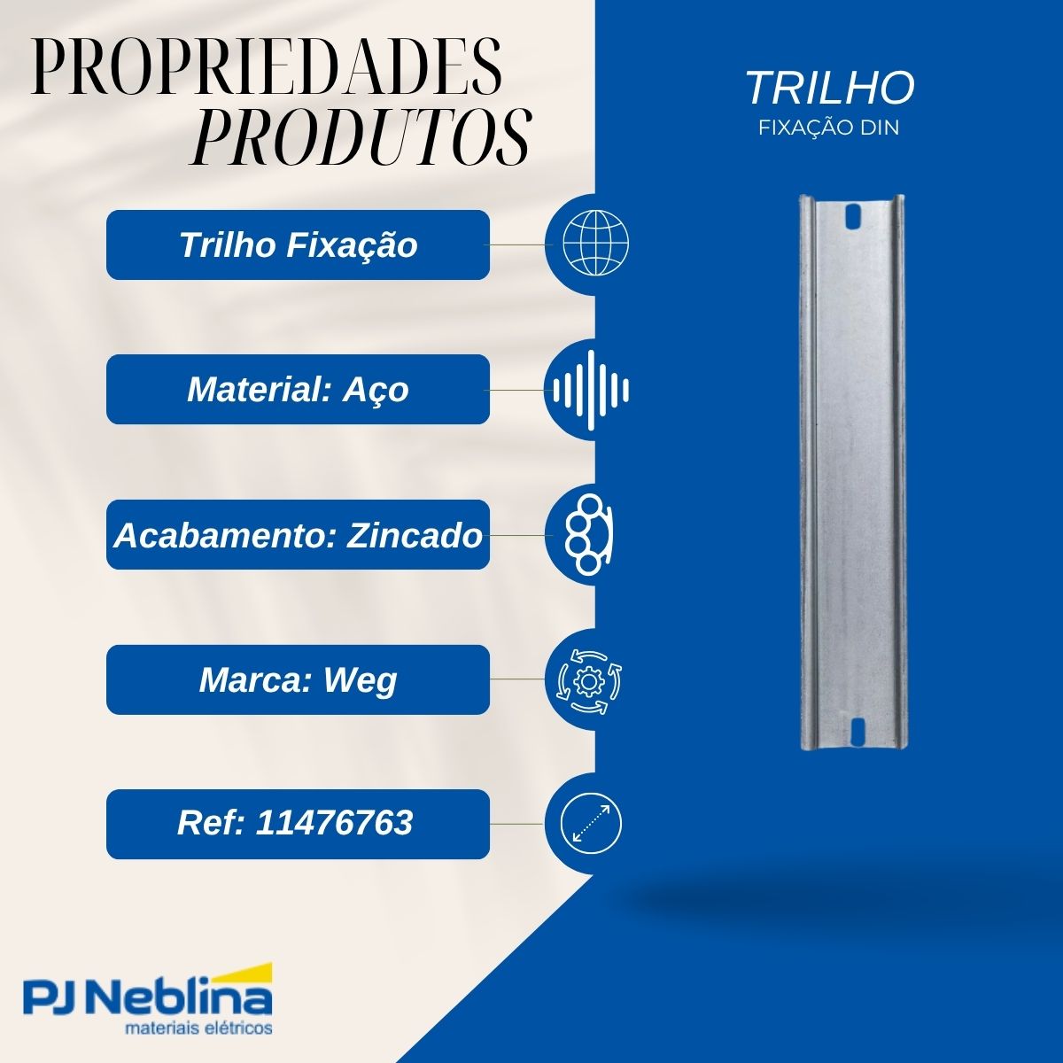 Trilho Fixação Din Liso Ts-35 2000 mm Aço Zincado - Weg