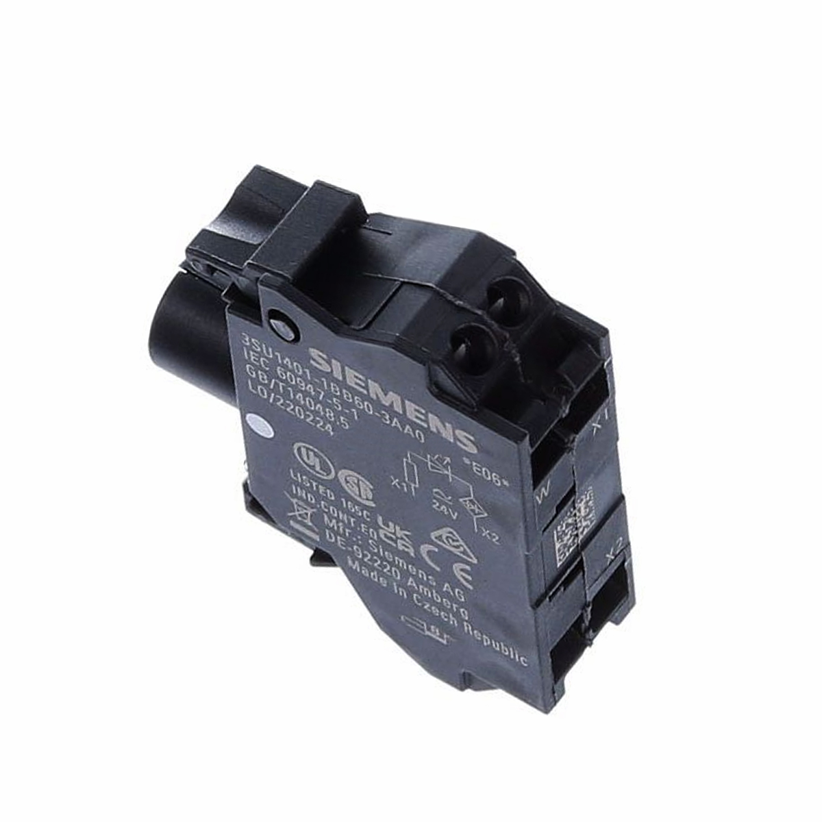 Bloco De Contato Led Integrado Frontal 24Vca Branco Conexão Mola 3SU14011BB603AA0 Siemens