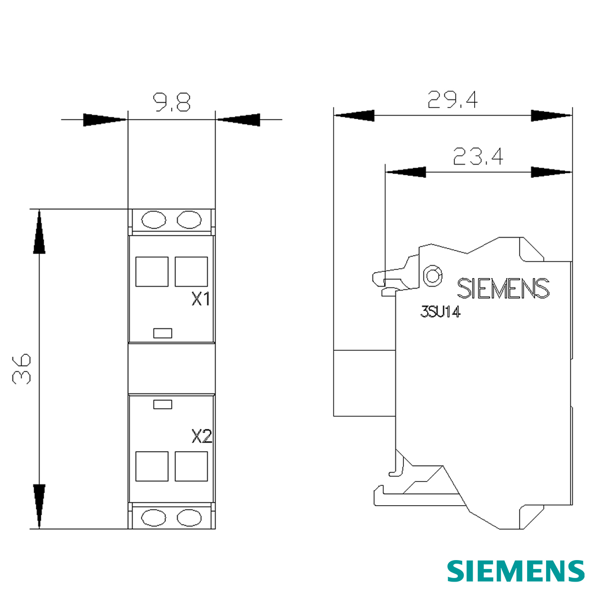 Bloco De Contato Led Integrado Frontal 24Vca Branco Conexão Mola 3SU14011BB603AA0 Siemens