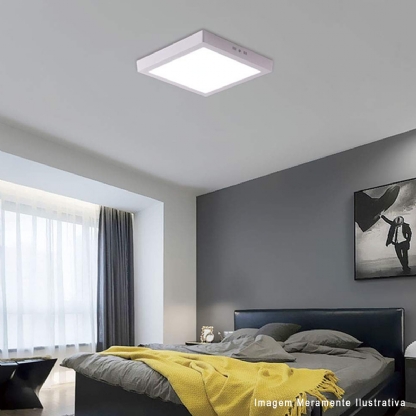 Luminária Painel Led Sobrepor Quadrado 18W Bivolt 6500K Luz Branca - Avant