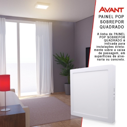Luminária Plafon Led Sobrepor Quadrado Branco 24W Bivolt 6500K Luz Branca - Avant