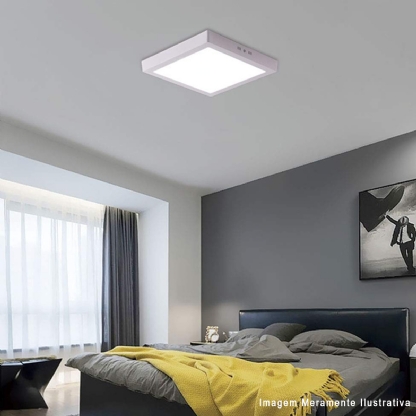 Luminária Plafon Led Sobrepor Quadrado Branco 24W Bivolt 6500K Luz Branca - Avant