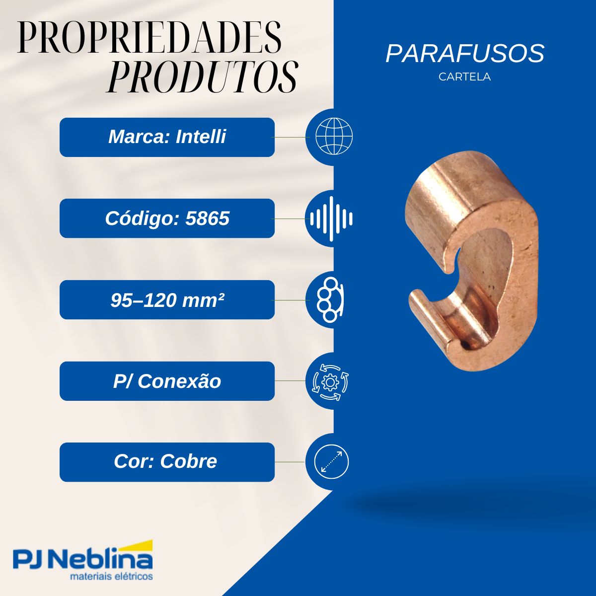 Conector Aterramento Compressão Simples Cobre Cabo/Cabo 95-120Mm - Intelli
