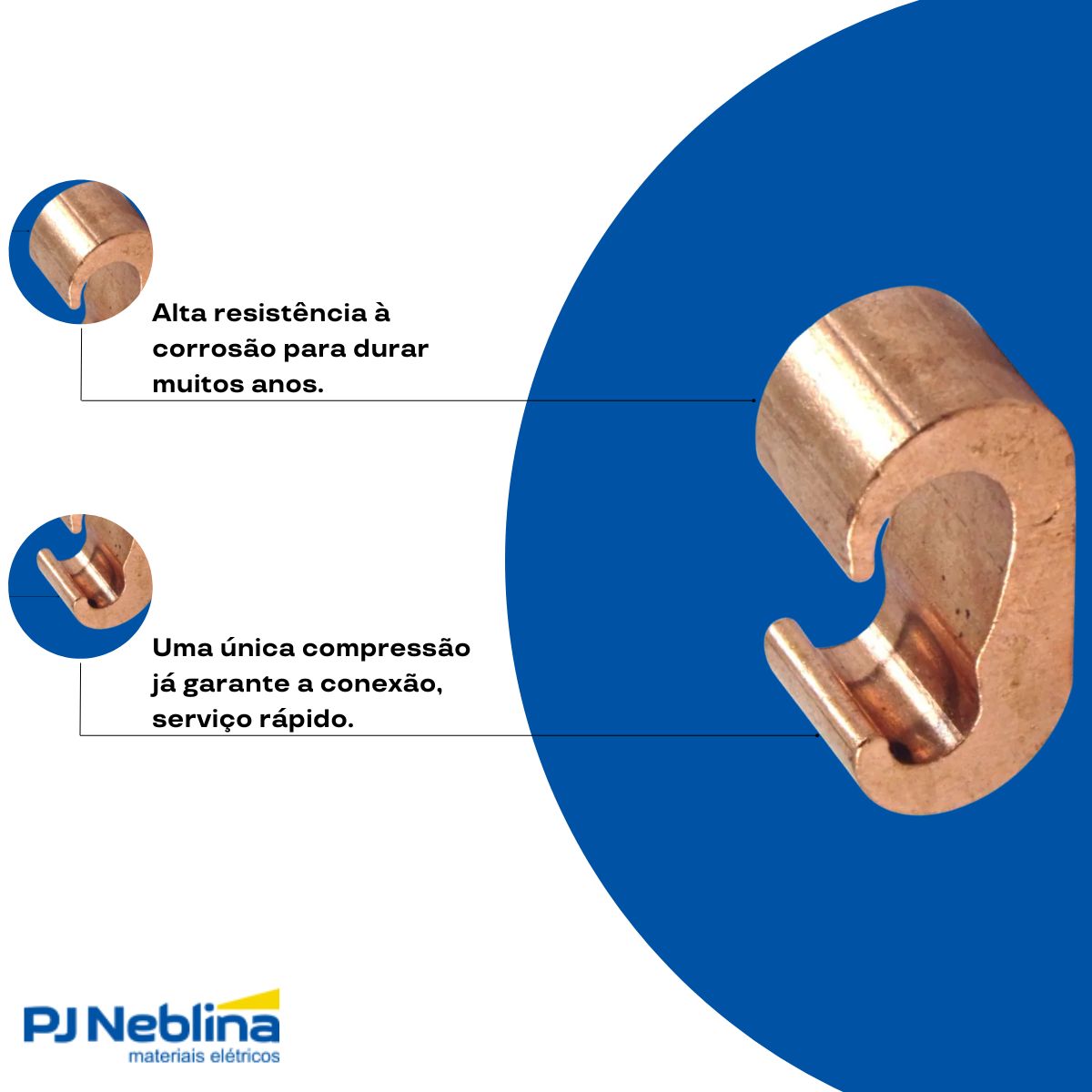 Conector Aterramento Compressão Simples Cobre Cabo/Cabo 95-120Mm - Intelli