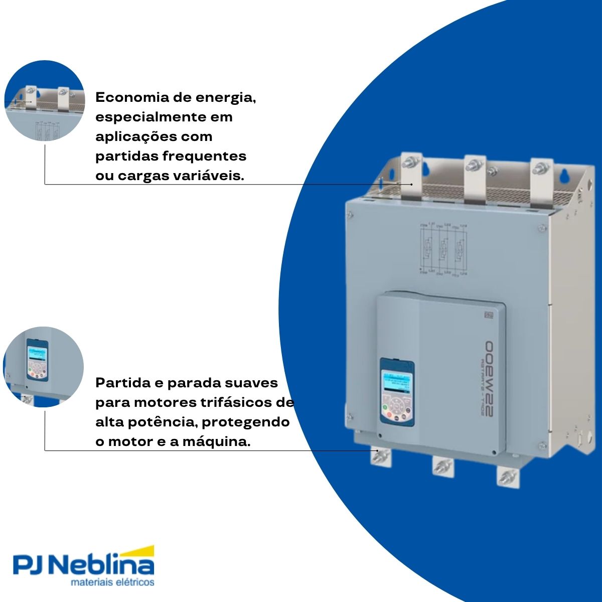 Chave Partida Softstarter Trifásico 480A 208-240V 370Kw Ip00 - Weg