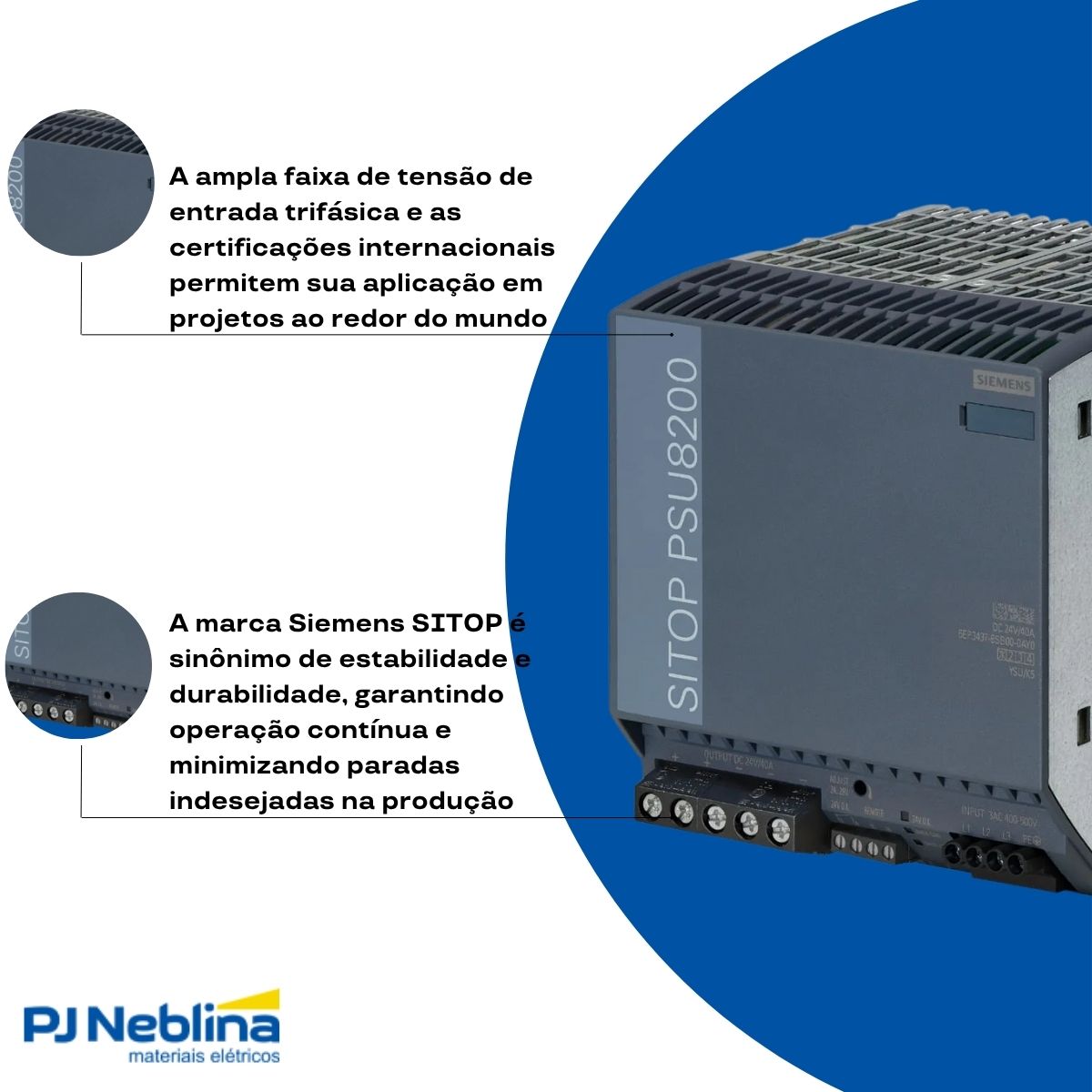 Fonte Alimentação Estabilizada Trifásico 960W 40A 400-500V 24Vcc 50/60Hz - Siemens